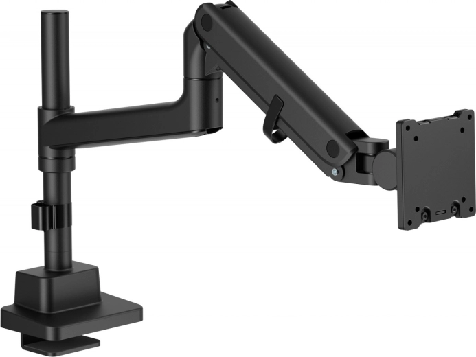 Jednoramenný držák na monitor se stolní svorkou a plynovou pružinou, až 57" / 27 kg, VESA 75x75 a 100x100, černý