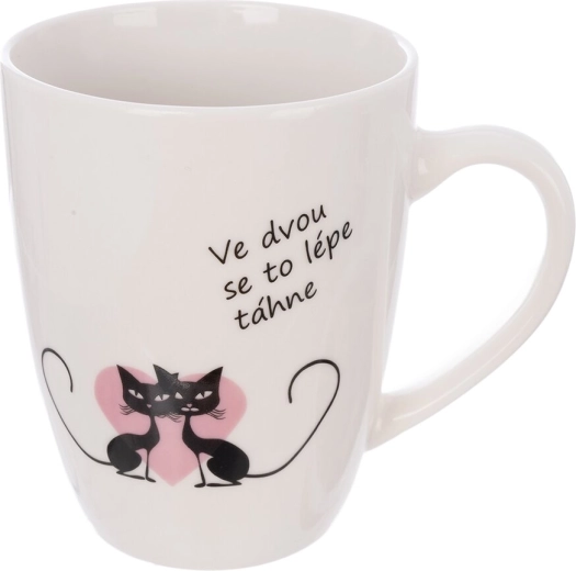 Porcelánový hrnek s motivem kočky bílý 380 ml
