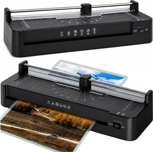 Laminátor A3 3v1 s řezačkou a funkcí hot/cold laminace, černý