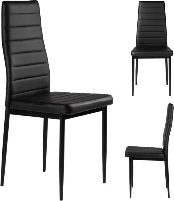 Sada 4 černých jídelních židlí z eko kůže MODERNHOME