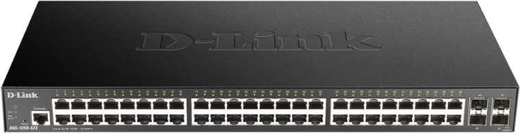 D-Link DGS‑1250-52X gigabitový řiditelný switch 48× GE a 4× SFP+ 10G
