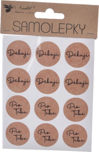 Samolepky „Děkuji / pro tebe“ – kulaté etikety 3 cm, 12 ks
