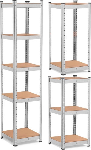 Kovový regál HUMBERG 180 × 40 × 40 cm, 5 polic, nosnost 500 kg