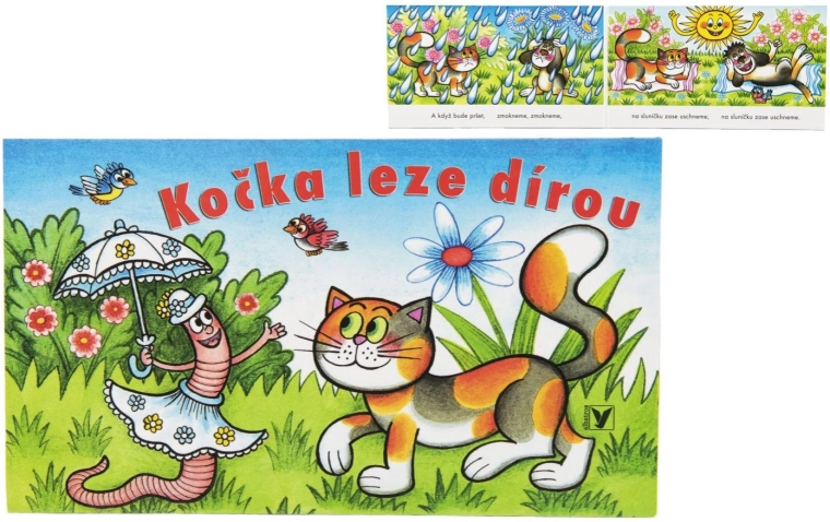 Leporelo Kočka leze dírou s ilustracemi Ondřeje Sekory