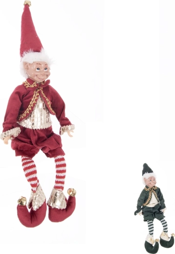 Sedící vánoční skřítek z polyresinu 40 cm (2 varianty)