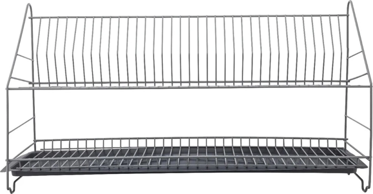 Metpol dvoupatrový odkapávač na nádobí 80 cm stříbrný s odkapávací miskou