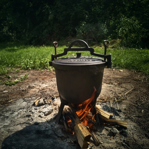 Stabilní třínožka pro vaření nad ohněm