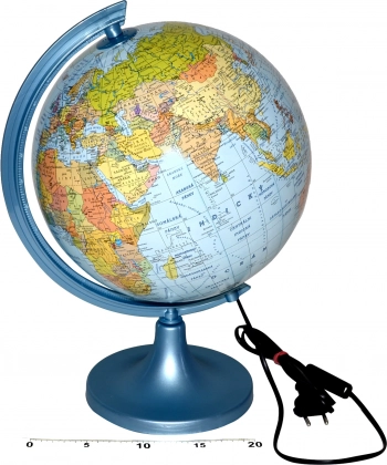 Svítící glóbus 25 cm – politicko‑zeměpisný, české popisky