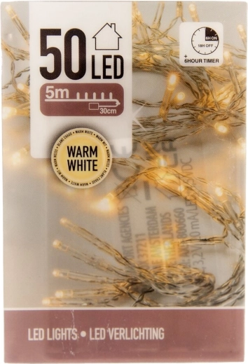 Led světelný řetěz do interiéru žlutý 50 led