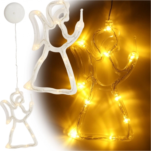 Závěsná vánoční LED dekorace do okna – Anděl