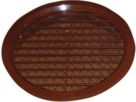 Plastová větrací mřížka se síťovinou, průměr 125 mm – Hnědá