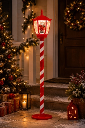 Vánoční LED lucerna se Santou, sněhovým efektem a melodiemi 150 cm