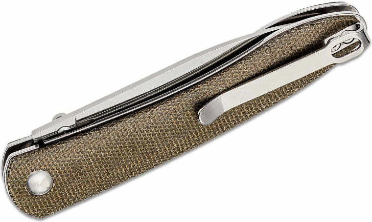 Texturovaná zelená micarta s kapesním klipem