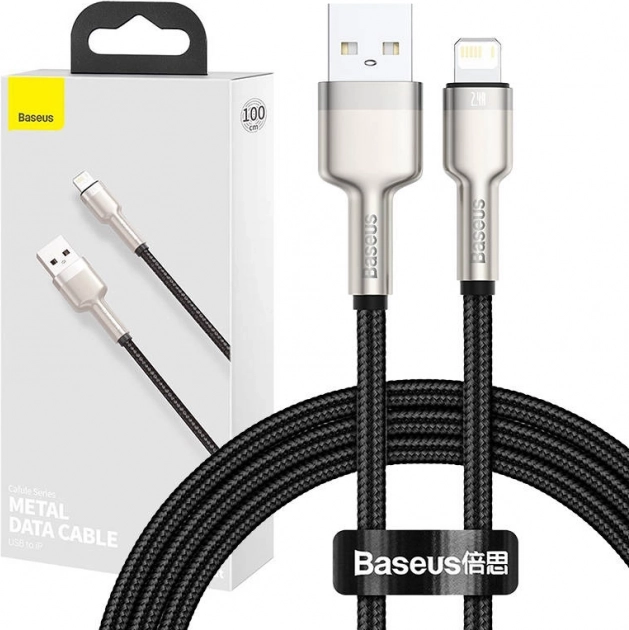 USB‑A na Lightning kabel BASEUS Cafule 1 m, 2,4 A – černý