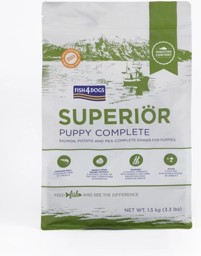 Fish4Dogs superior malé granule pro štěňata s lososem a bramborami 1,5 kg
