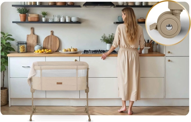 Mobilní a stabilní díky 4 kolečkům s brzdami