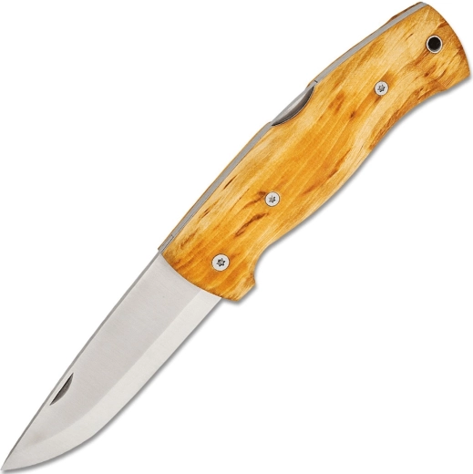 Helle Bleja outdoorový zavírací kapesní nůž 8,5 cm, kudrnatá bříza, kožené pouzdro - 1 kus