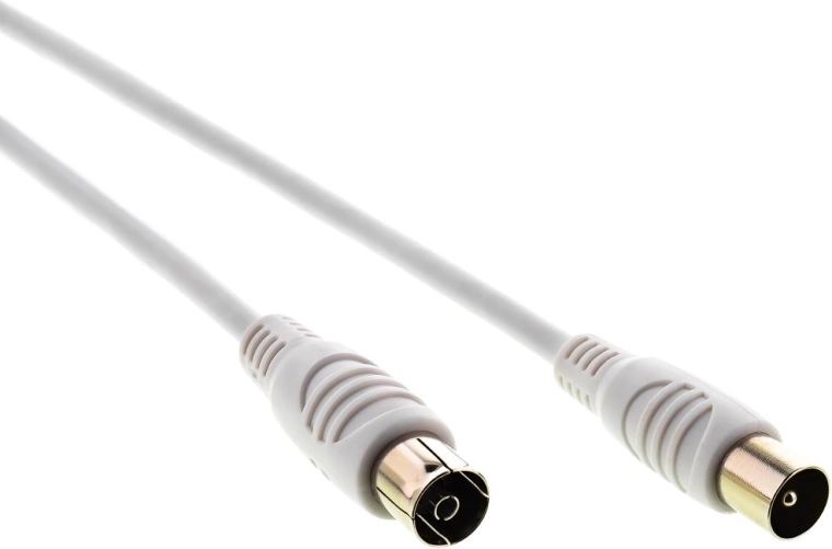 Sencor anténní koaxiální kabel IEC vidlice–zásuvka 1,5 m bílý