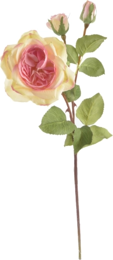 Umělá růže žluto-růžová 52 cm
