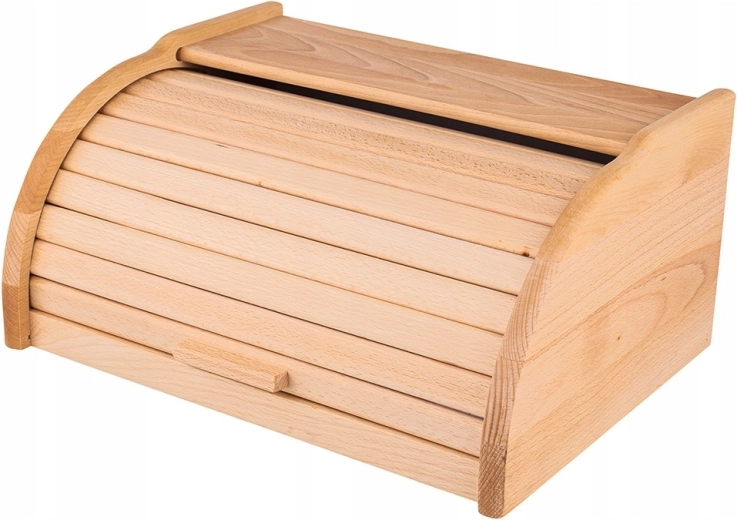 Dřevěný chlebník s roletovou žaluzií ve světlém dekoru 39 × 29 × 18 cm