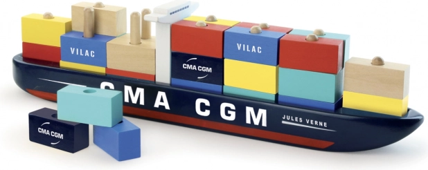 Dřevěná kontejnerová loď CMA CGM Jules Verne – skládačka VILAC
