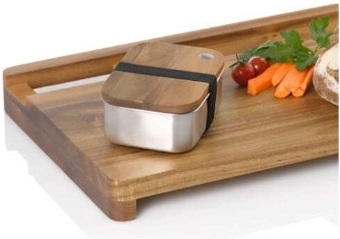 Integrovaný nerezový box se dřevěným víčkem