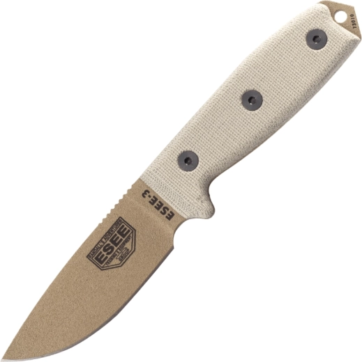 Outdoorový nůž ESEE 3 Dark Earth s micarta rukojetí a pouzdrem