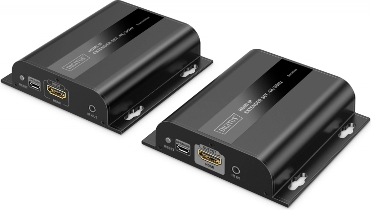 HDMI extender přes IP 1G po kabelu CAT6 – 4K/60 Hz, IR, sada vysílač + přijímač