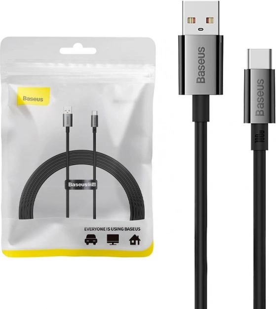 Nabíjecí a datový kabel usb‑c Baseus s displejem 100 W, 2 m, černý
