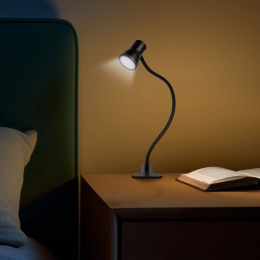 Flexibilní stolní LED lampa s klipem a USB napájením