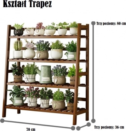 Schodový bambusový květinový stojan, 3 úrovně, 70 cm