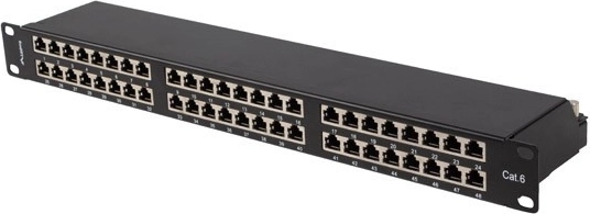 Lanberg patch panel 48 portů 1U 19" Cat.6 FTP stíněný černý