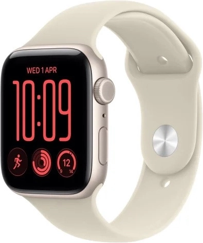 Apple Watch SE 3 GPS + Cellular 40mm s hliníkovým pouzdrem v barvě hvězdného svitu a sportovním řemínkem pískové barvy M/L
