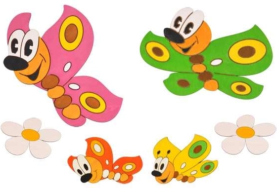 DoDo dřevěná dekorace motýlci a květinky, sada 6 ks