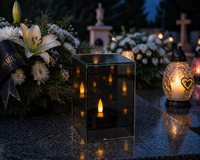 Led lampion ve tvaru krychle 10 × 10 × 15 cm