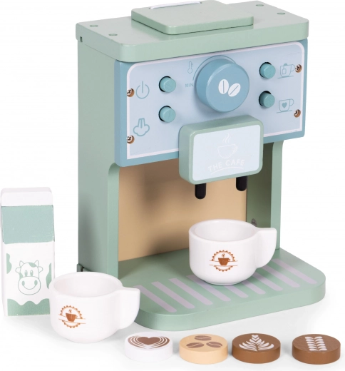 Dřevěný kávovar pro děti barista set 8 dílů ecotoys