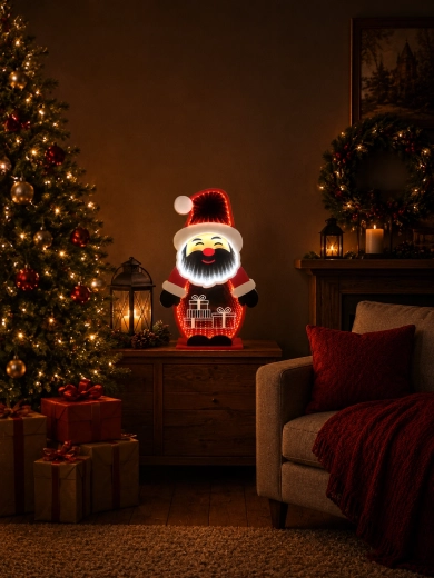 Vánoční 3D dekorace Santa Claus se zrcadlovým infinity efektem LED 21,6 × 8 × 37,3 cm - 1 kus