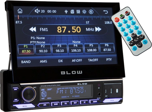 autorádio Blow SlideX s výsuvným 7" displejem, RDS, MP3, USB, microSD a Bluetooth
