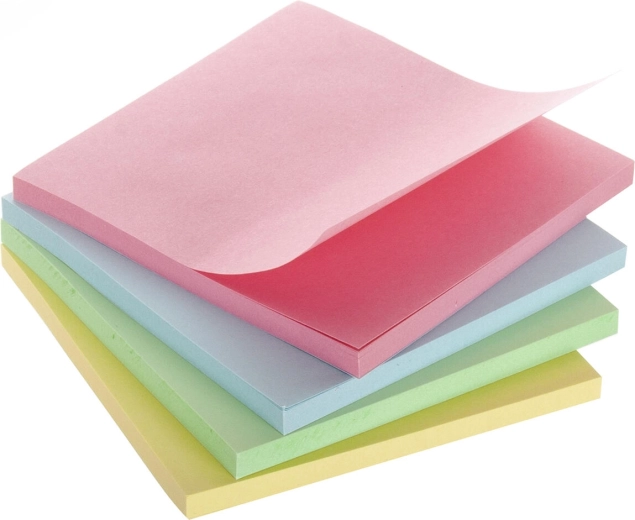 Samolepicí bločky 7,5 × 7,5 cm, mix barev (4 × 50 ks)