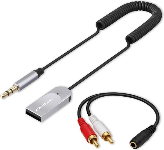 bezdrátový bluetooth 6.0 audio přijímač pro domov a auto s 2× RCA, 3,5 mm AUX a USB napájením, mikrofon