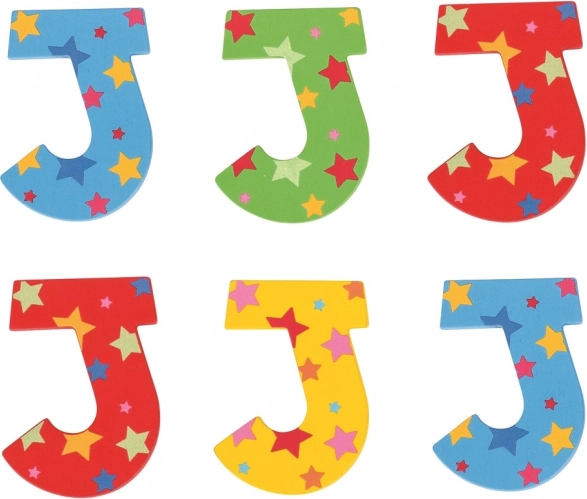 Bigjigs Toys dřevěné písmeno J s hvězdičkami