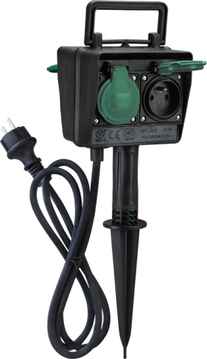 Solight zahradní sloupek s 4 zásuvkami IP44 a gumovým kabelem 1,5 m