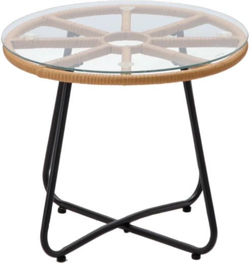 Elegantní kulatý stolek se skleněnou deskou