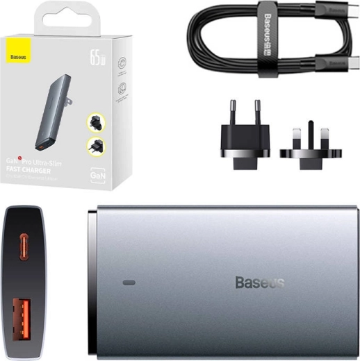 Baseus GaN5 nástěnná nabíječka 65 W USB-C + USB-A
