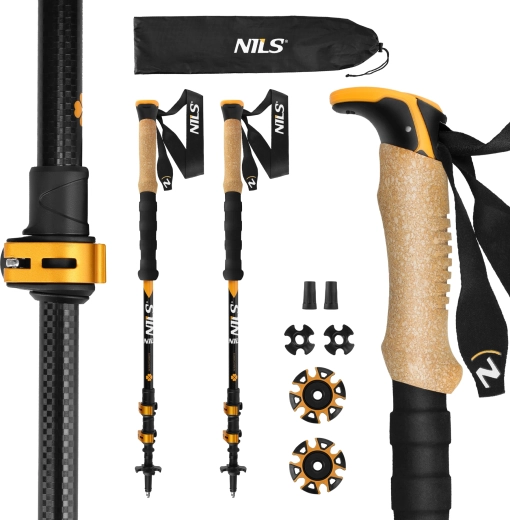 Trekingové hole NILS TK8605 z hliníku 7075 s korkovou rukojetí