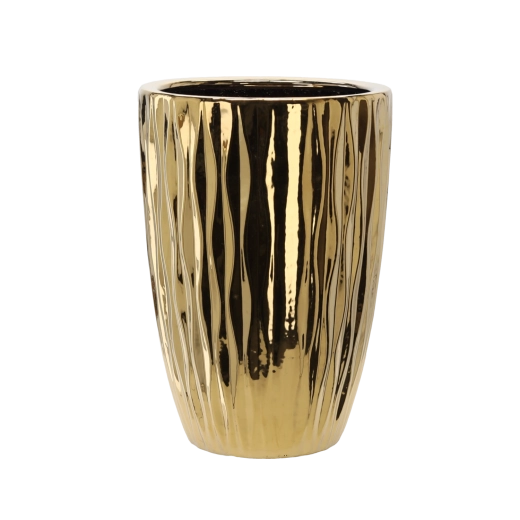 Keramický obal na květináč 37 × 37 × 46 cm – zlatý lesk