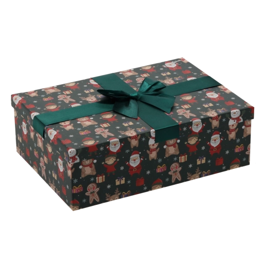Vánoční dárková krabice se zelenou mašlí 30,5 × 22 × 10 cm - 1 kus