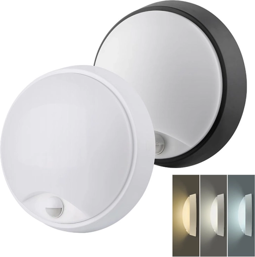 Solight LED venkovní svítidlo s pohybovým senzorem a volbou CCT, 15/18/20 W, 1800 lm, 22 cm, černé/bílé