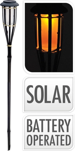 Solární bambusová louč 65 cm, černá