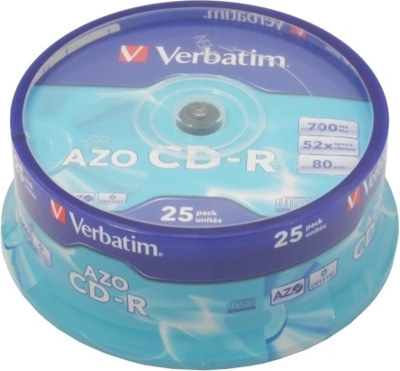 Verbatim CD-R AZO Crystal 700 MB, 52x, 25 ks